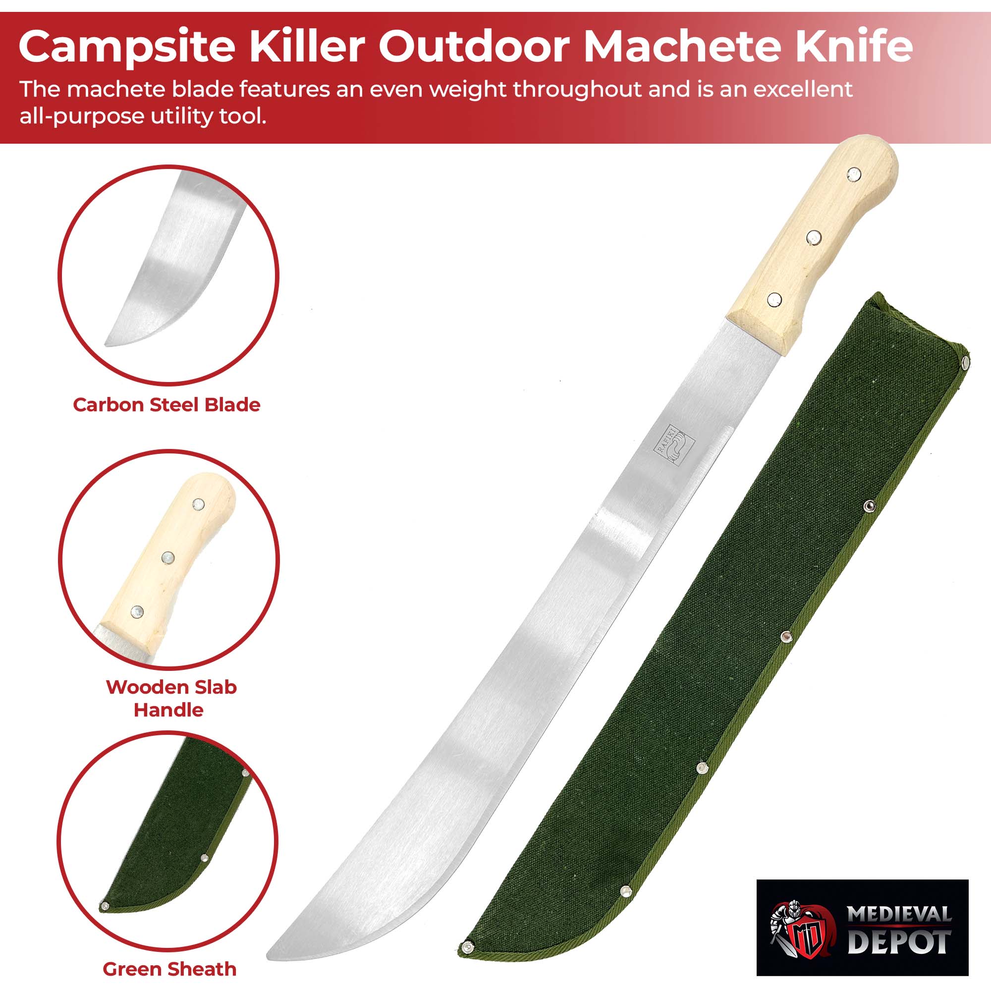 Campsite Killer Extra Long Functional Outdoor Machete Knife Machetes - Tophatter Daily Deals