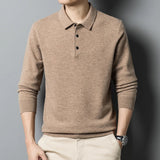 Soft Classic Men's Polo Sweater - Long Sleeve Knit, Casual Beige - Tophatter Daily Deals