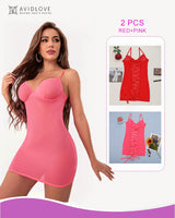 2 Packs Backless Lace-Up Mini Dresses Red+Pink Avidlove-Chemises - Tophatter Daily Deals