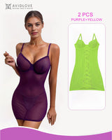 2 Packs Backless Lace-Up Mini Dresses Yellow+Purple Avidlove-Chemises - Tophatter Daily Deals