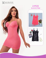 2 Packs Backless Lace-Up Mini Dresses Black+Pink Avidlove-Chemises - Tophatter Daily Deals