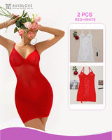 2 Packs Backless Lace-Up Mini Dresses White+Red Avidlove-Chemises - Tophatter Daily Deals