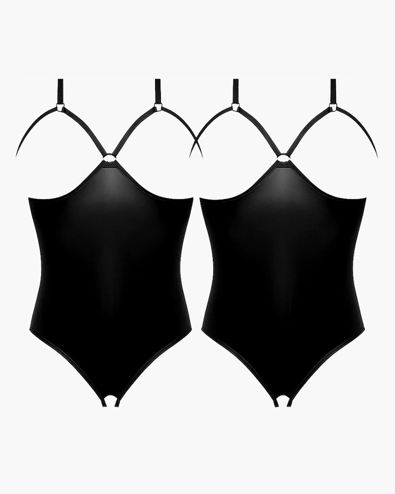 Leather PU Crotchless and Cupless Teddy 2 FOR $49.99 Avidlove-Bodysuits - Tophatter Daily Deals