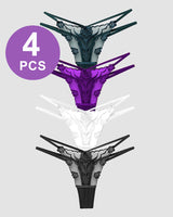 Rose Embroidery Thong Mesh Panties Black+Dark Green+White+Purple Avidlove-Panty - Tophatter Daily Deals