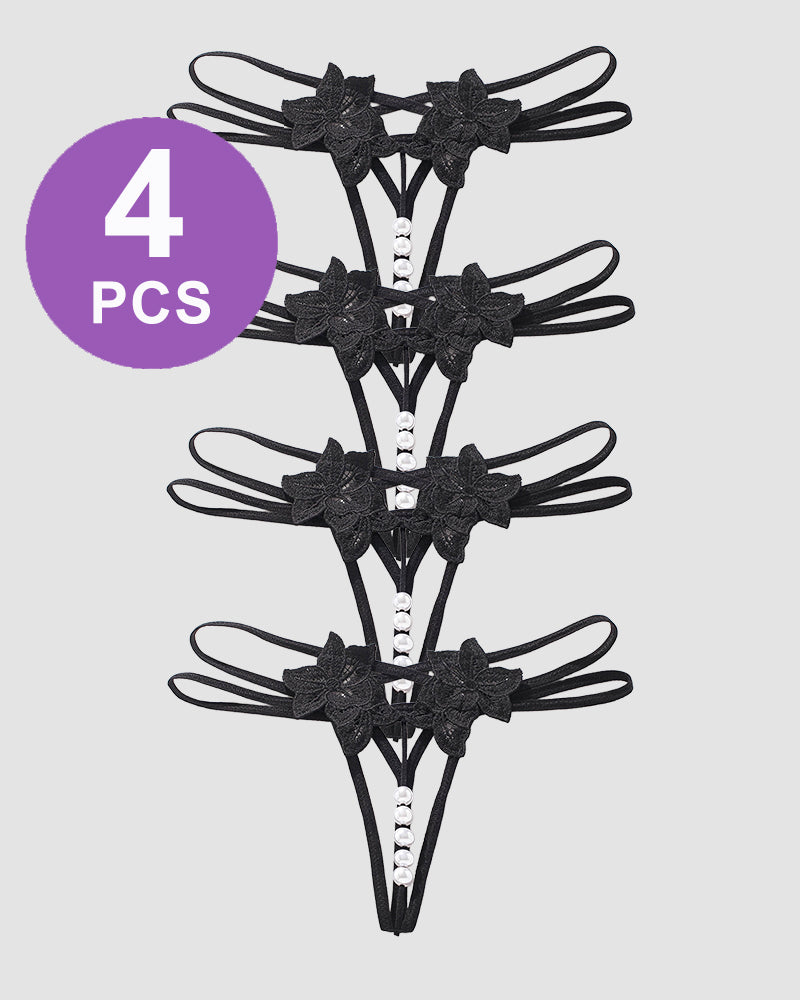 Pearl Lingerie Lace Open Panties G-String Black*4 Avidlove-Panty - Tophatter Daily Deals