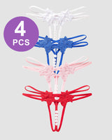 Pearl Lingerie Lace Open Panties G-String Blue+White+Pink+Red Avidlove-Panty - Tophatter Daily Deals