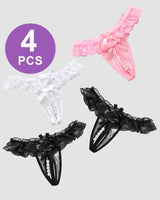 Beaded Lace Crotchless Panty Black*2+White+Pink One Size Avidlove-Panty - Tophatter Daily Deals