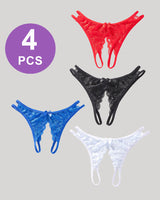 Lace Bows Open-Cut Panties Set Black+White+Blue+Red Avidlove-Panty - Tophatter Daily Deals