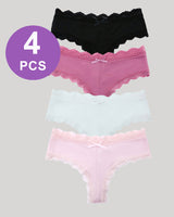 Hipster Lace Trim Seamless Panty Set Black+Pink+Rose+White Avidlove-Panty - Tophatter Daily Deals