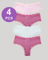 Hipster Lace Trim Seamless Panty Set Rose+Rose+Pink+White Avidlove-Panty - Tophatter Daily Deals