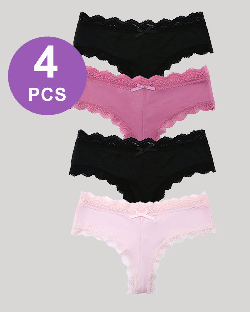 Hipster Lace Trim Seamless Panty Set Black+Black+Pink+Rose Avidlove-Panty - Tophatter Daily Deals