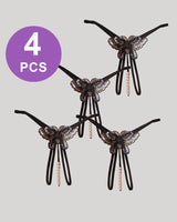 Pearl Sequined Mesh Low Rise Panty Set Black*4 One Size Avidlove-Panty - Tophatter Daily Deals