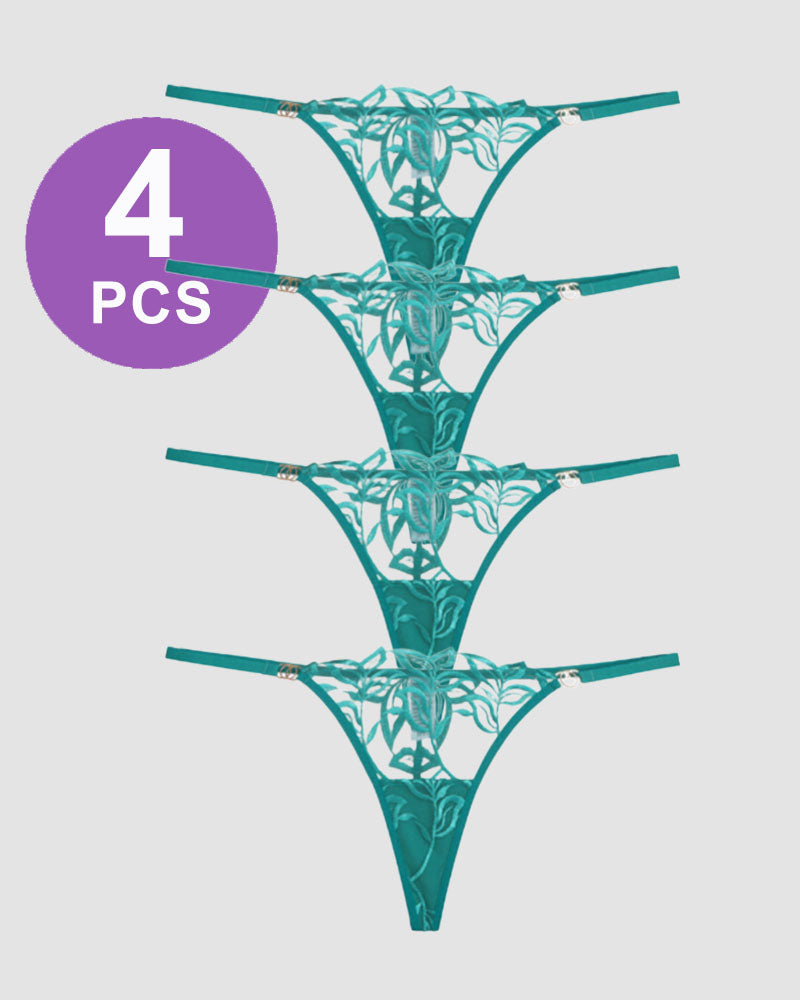 Embroidered Lace Thong Panty Set Pat 2 Avidlove-Panty - Tophatter Daily Deals