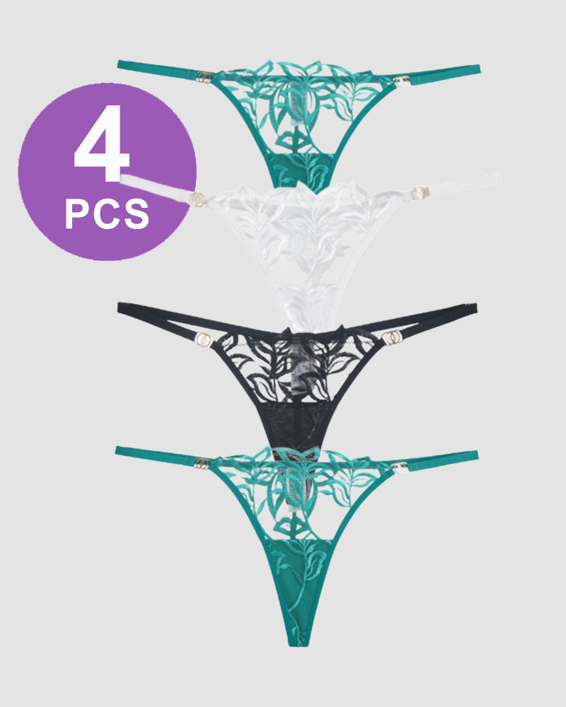 Embroidered Lace Thong Panty Set Pat 3 Avidlove-Panty - Tophatter Daily Deals