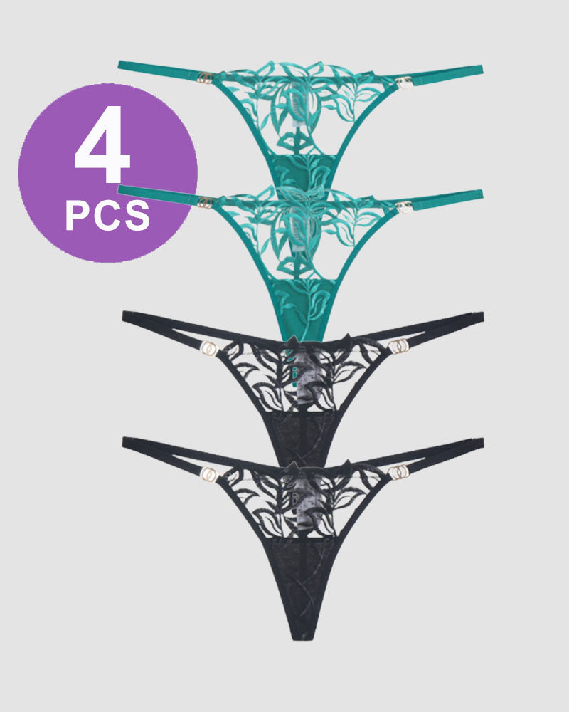 Embroidered Lace Thong Panty Set Pat 4 Avidlove-Panty - Tophatter Daily Deals