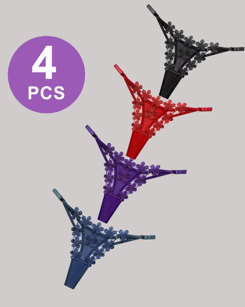 Flower Embroidery Mesh Lace Panties Set Pat 2 One Size Avidlove-Panty - Tophatter Daily Deals