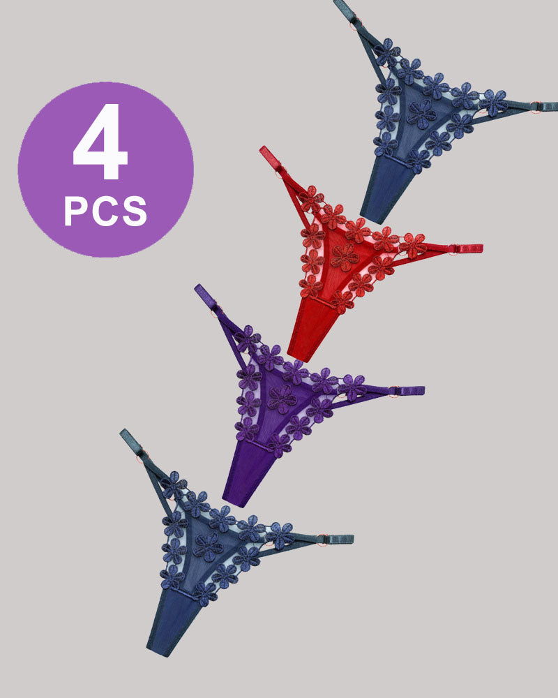 Flower Embroidery Mesh Lace Panties Set Pat 5 One Size Avidlove-Panty - Tophatter Daily Deals