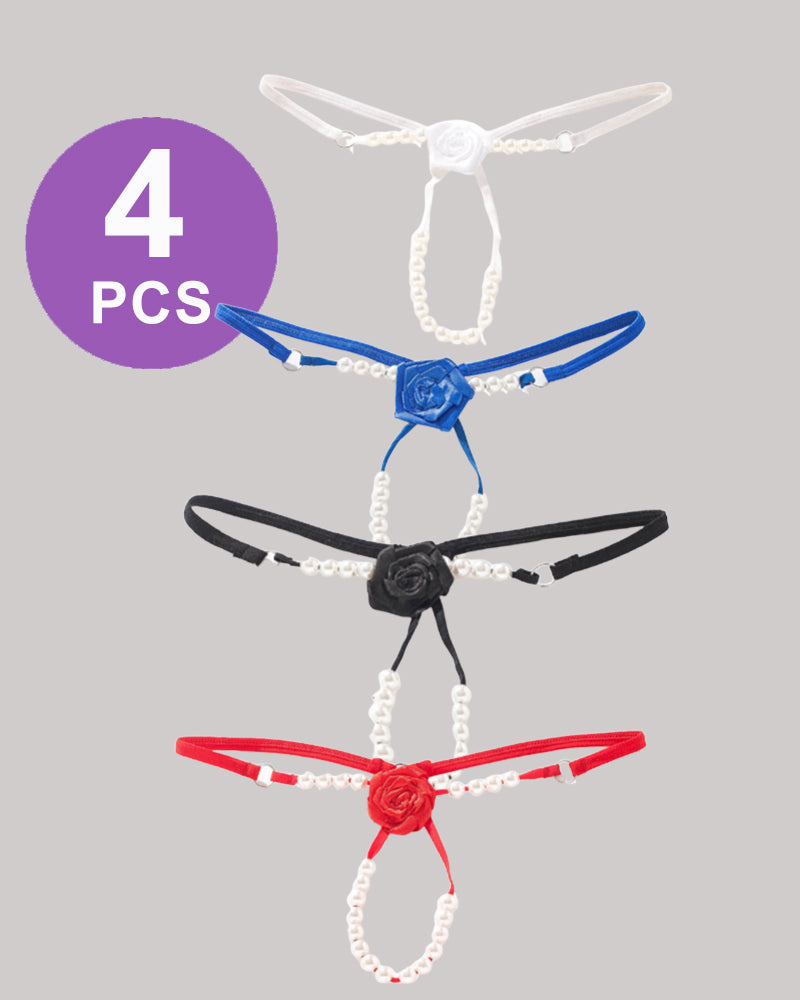 Pearl Rose See-Through Thong Panty Set Pat 4 Avidlove-Panty - Tophatter Daily Deals