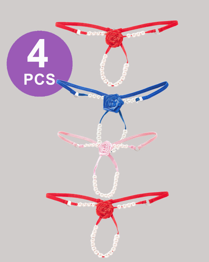 Pearl Rose See-Through Thong Panty Set Pat 5 Avidlove-Panty - Tophatter Daily Deals