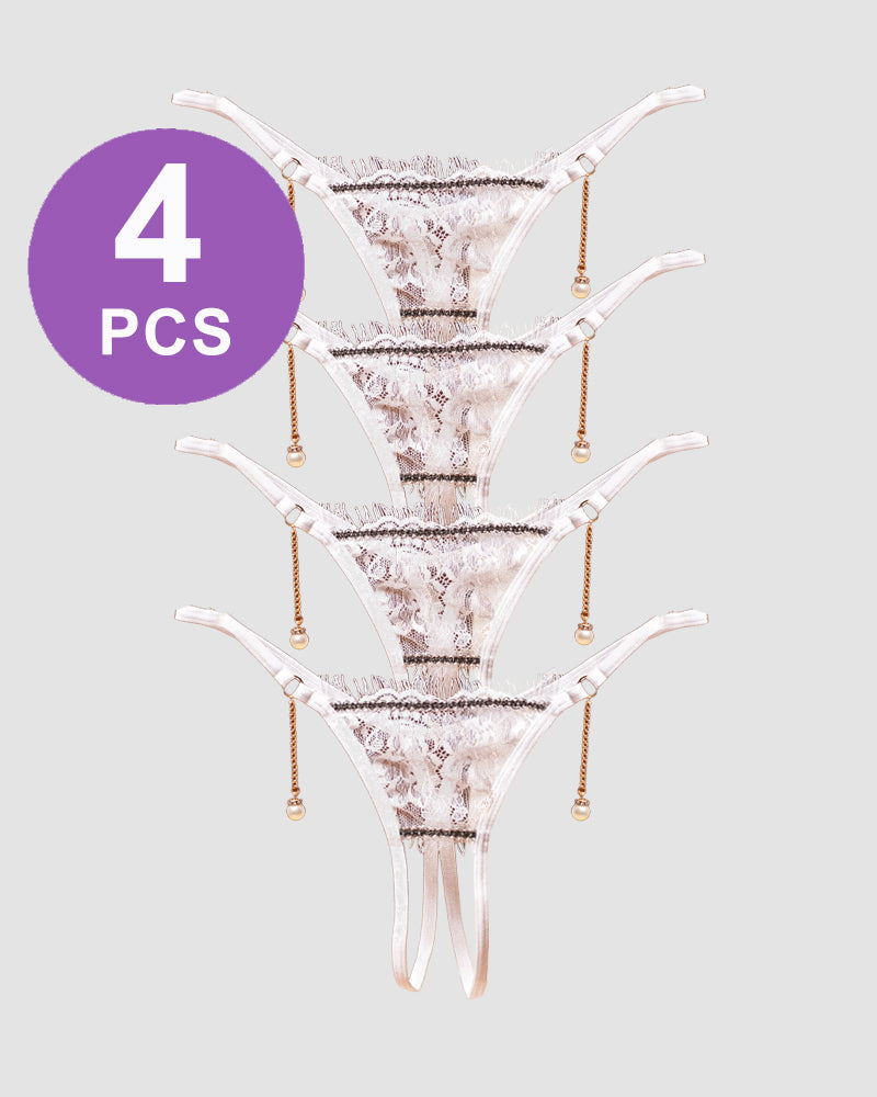 Crotchless Pearl Pendant Thong Panty Set Pat 1 One Size Avidlove-Panty - Tophatter Daily Deals