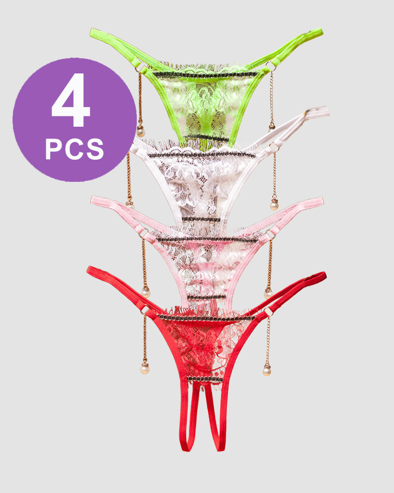 Crotchless Pearl Pendant Thong Panty Set Pat 5 One Size Avidlove-Panty - Tophatter Daily Deals