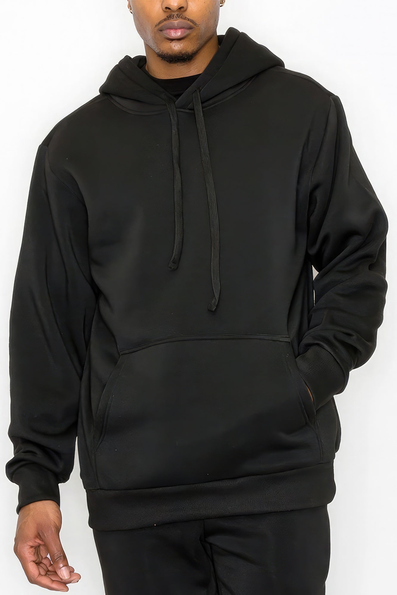 Men's Fleece Pullover - Black Black Hoodie - Tophatter Daily Deals