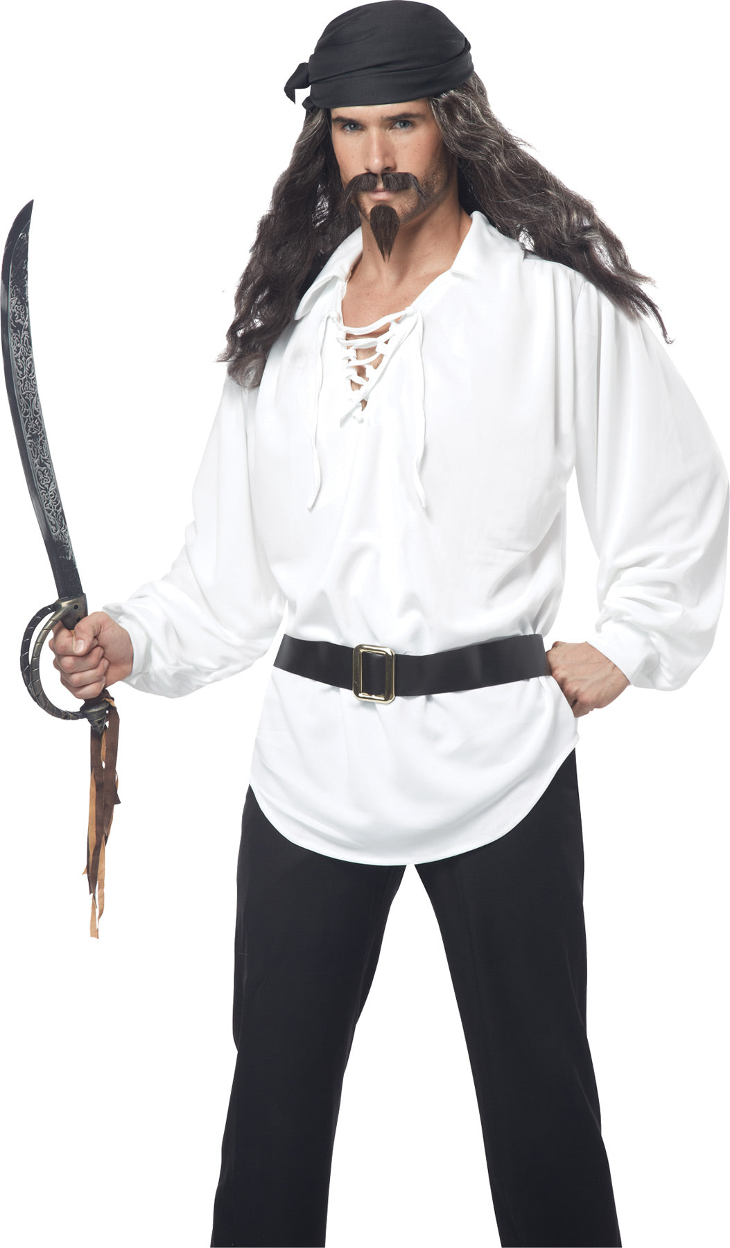 Pirate Wig, Moustache & Chin Patch Halloween Wigs - Tophatter Daily Deals