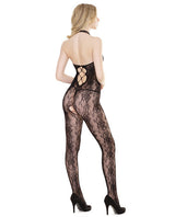 Sleek Seamless Stretch Net Halter Lace Bodystocking Bodystockings - Tophatter Daily Deals