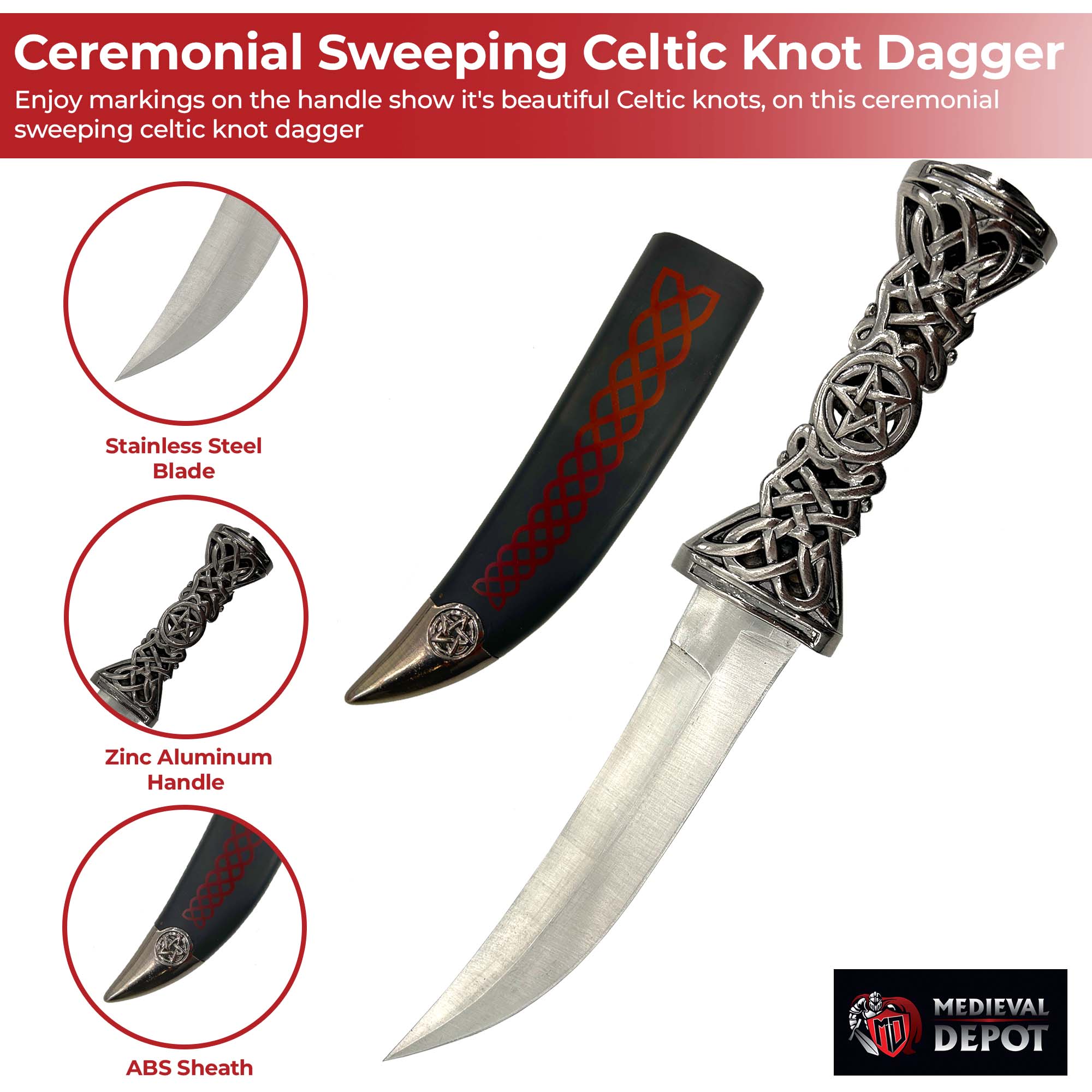 Ceremonial Sweeping Celtic Knot Dagger knives - Tophatter Daily Deals