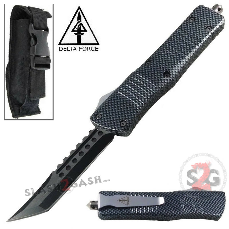 Delta Force Carbon Fiber Dual Action OTF Automatic Knife - Tanto Xtreme Knife-OTF - Tophatter Daily Deals