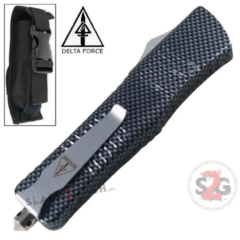 Delta Force Carbon Fiber Dual Action OTF Automatic Knife - Tanto Xtreme Knife-OTF - Tophatter Daily Deals