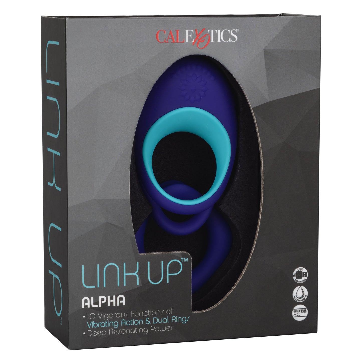 Link Up Alpha Vibrating Couples Enhancer Ring Two-Piece Set Blue and Turquoise Waterproof Silicone > Sex Toys > Couples Toys - Tophatter Daily Deals