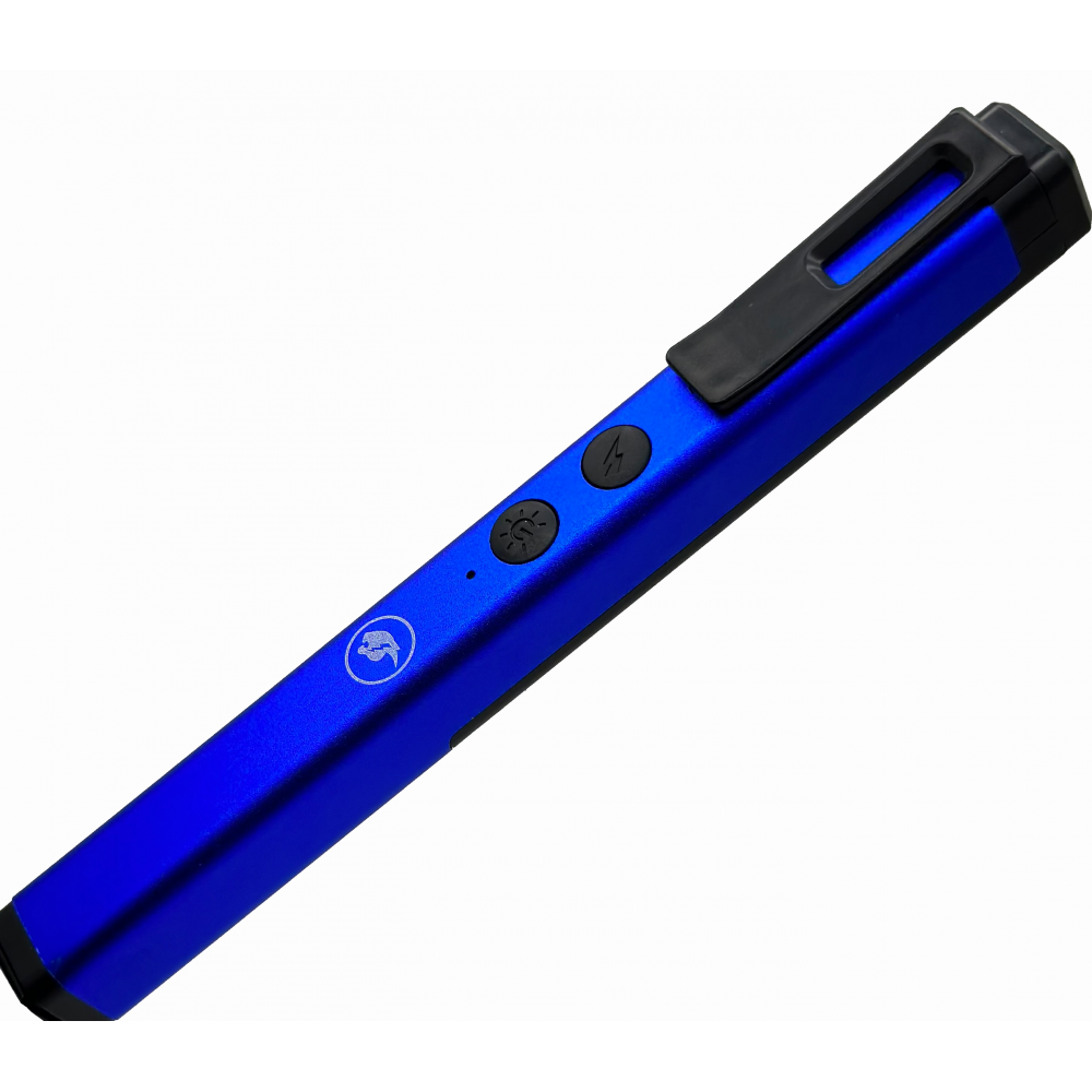 Stun Gun Self Defense Blue Pen Style with LED Light USB Rechargeable - Tophatter's Inc. Weapons Store Online Collectible Weapons - Tophatter Daily Deals