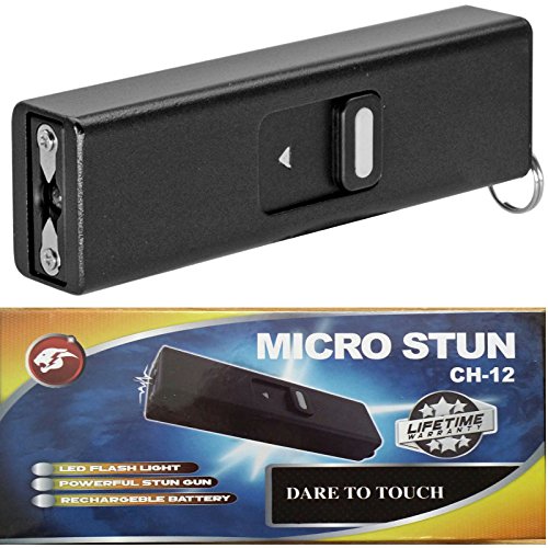 Micro USB Slider Mini Keychain STUN GUN w/ LED Rechargeable Black SD-StunGun - Tophatter Daily Deals