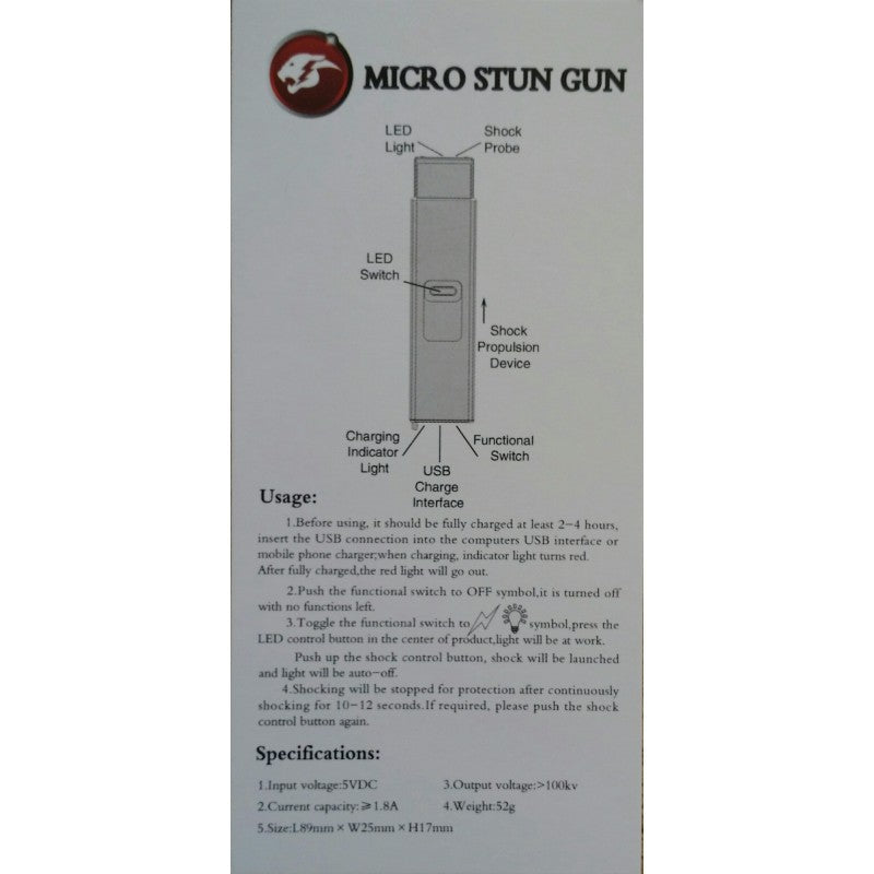 Micro USB Slider Mini Keychain STUN GUN w/ LED Rechargeable Pink SD-StunGun - Tophatter Daily Deals