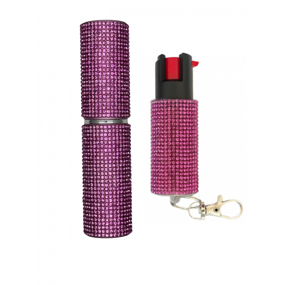 Pink Rhinestones Lipstick Stun Gun and Pepper Spray Combo for Self Defense - Tophatter's Army Products & Self Defense Collectible Weapons - Tophatter Daily Deals