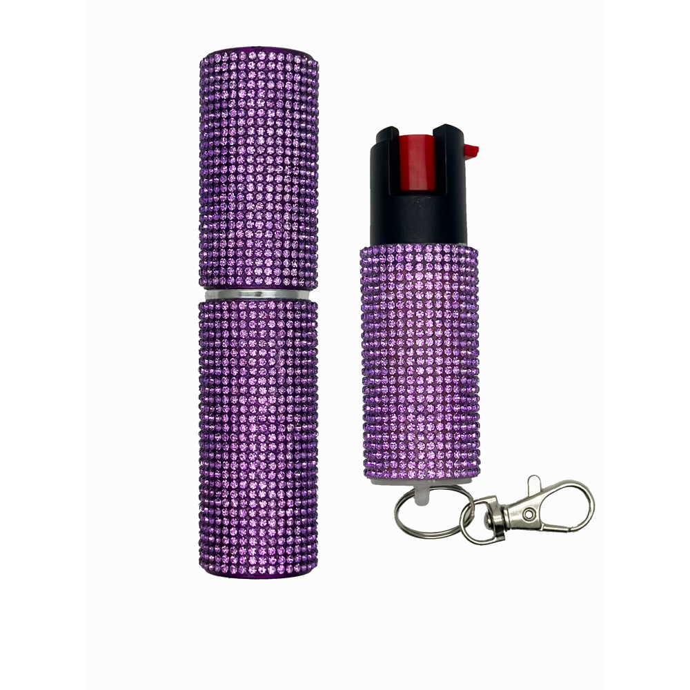 Purple Rhinestones Lipstick Stun Gun and Pepper Spray Combo for Self Defense - Tophatter's Inc. Weapons Store Online Collectible Weapons - Tophatter Daily Deals
