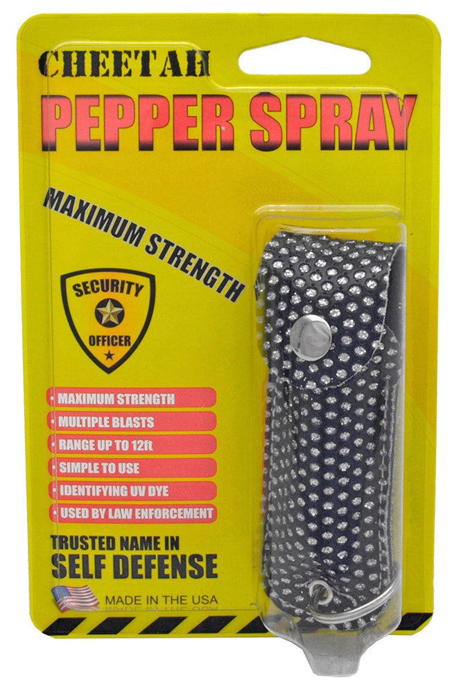 Self Defense 1/2 oz Pepper Spray w/ Black Bling Bedazzled Keychain SD-Pepper Spray - Tophatter Daily Deals