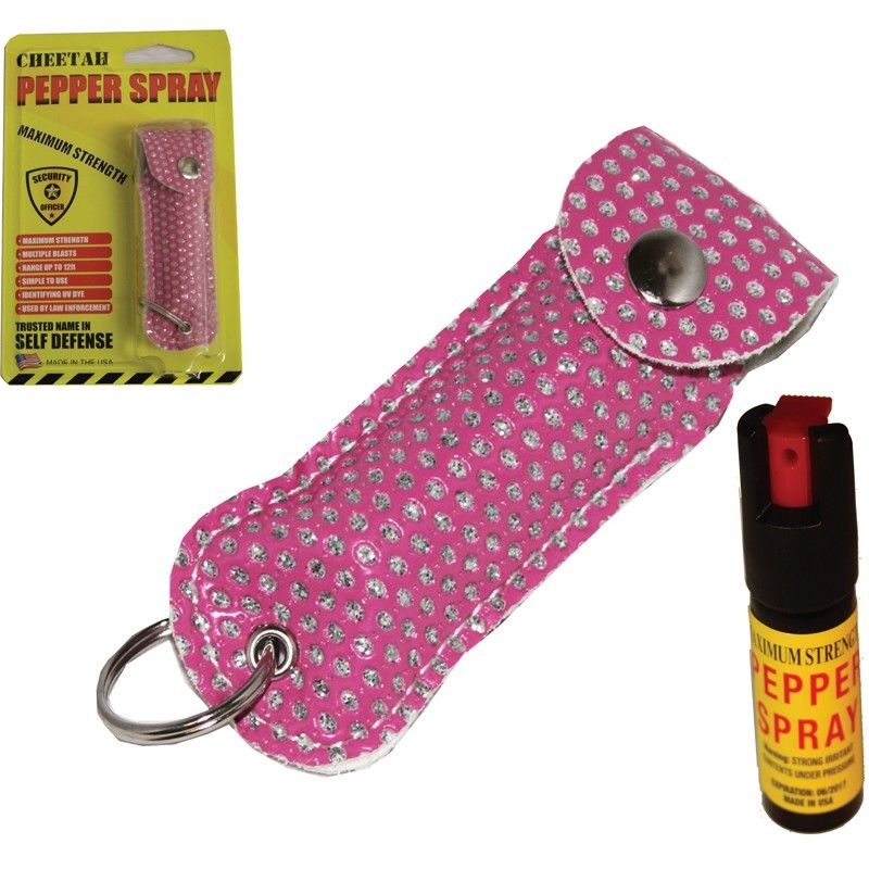 Self Defense 1/2 oz Pepper Spray w/ Pink Bling Bedazzled Keychain SD-Pepper Spray - Tophatter Daily Deals