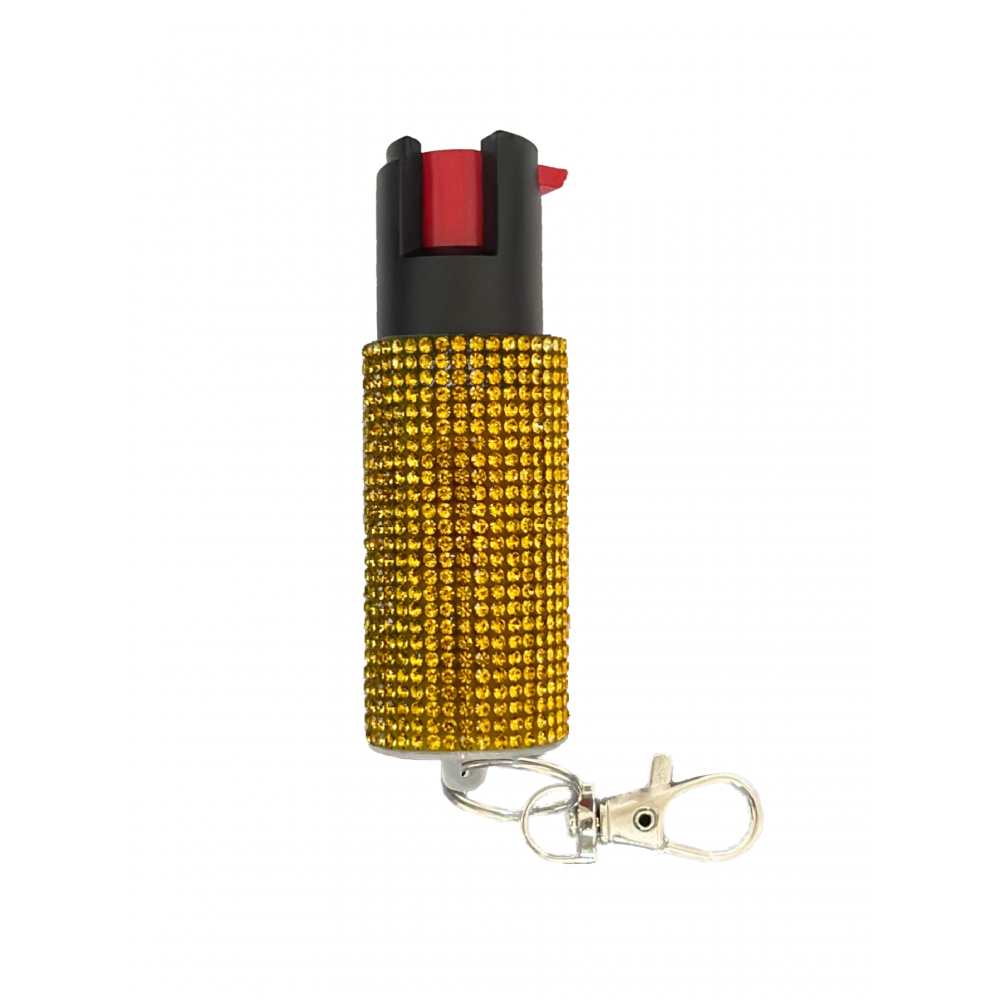 Gold Rhinestones Keychain Personal Defense Pepper Spray OC-18 1/2 oz - TOPHATTER'S ARMORY DEALS Collectible Weapons - Tophatter Daily Deals