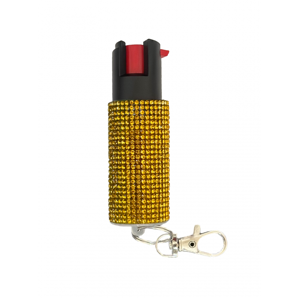 Gold Rhinestones Keychain Personal Defense Pepper Spray OC-18 1/2 oz - Tophatter's Inc. Weapons Store Online Collectible Weapons - Tophatter Daily Deals