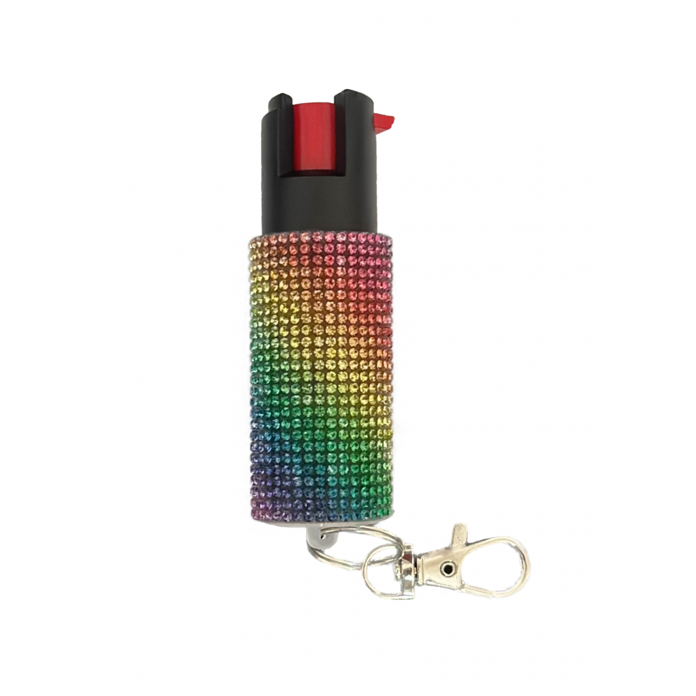 Multicolor Rhinestones Keychain Personal Defense Pepper Spray OC-18 1/2 oz - TOPHATTER'S ARMORY DEALS Collectible Weapons - Tophatter Daily Deals