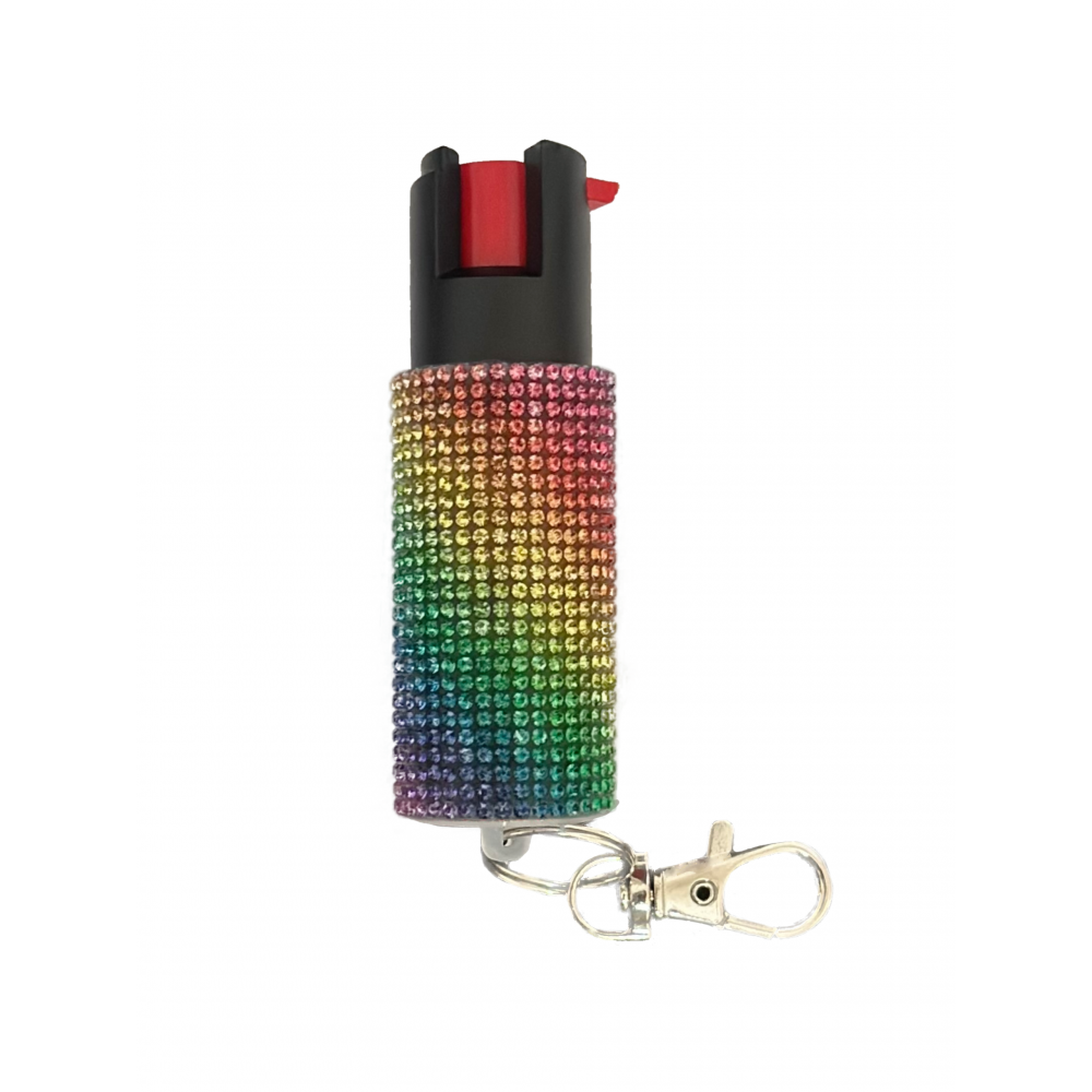 Multicolor Rhinestones Keychain Personal Defense Pepper Spray OC-18 1/2 oz - Tophatter's Inc. Weapons Store Online Collectible Weapons - Tophatter Daily Deals