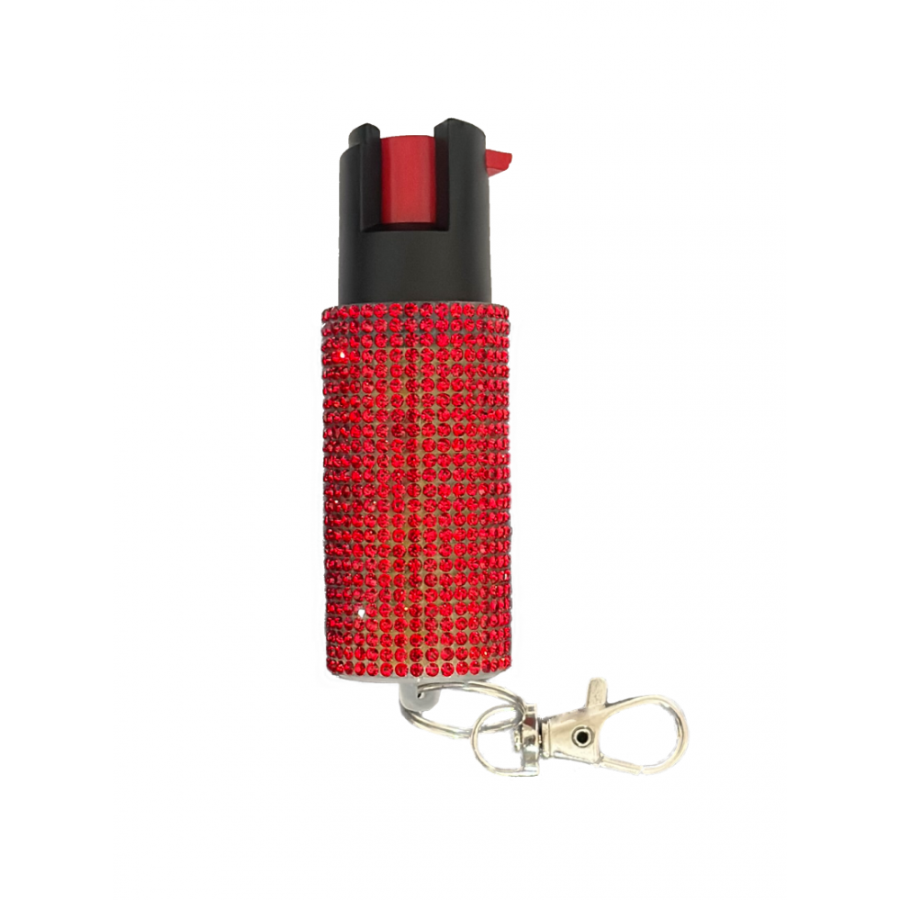 Red Rhinestones Keychain Personal Defense Pepper Spray OC-18 1/2 oz - Tophatter's Army Products & Self Defense Collectible Weapons - Tophatter Daily Deals