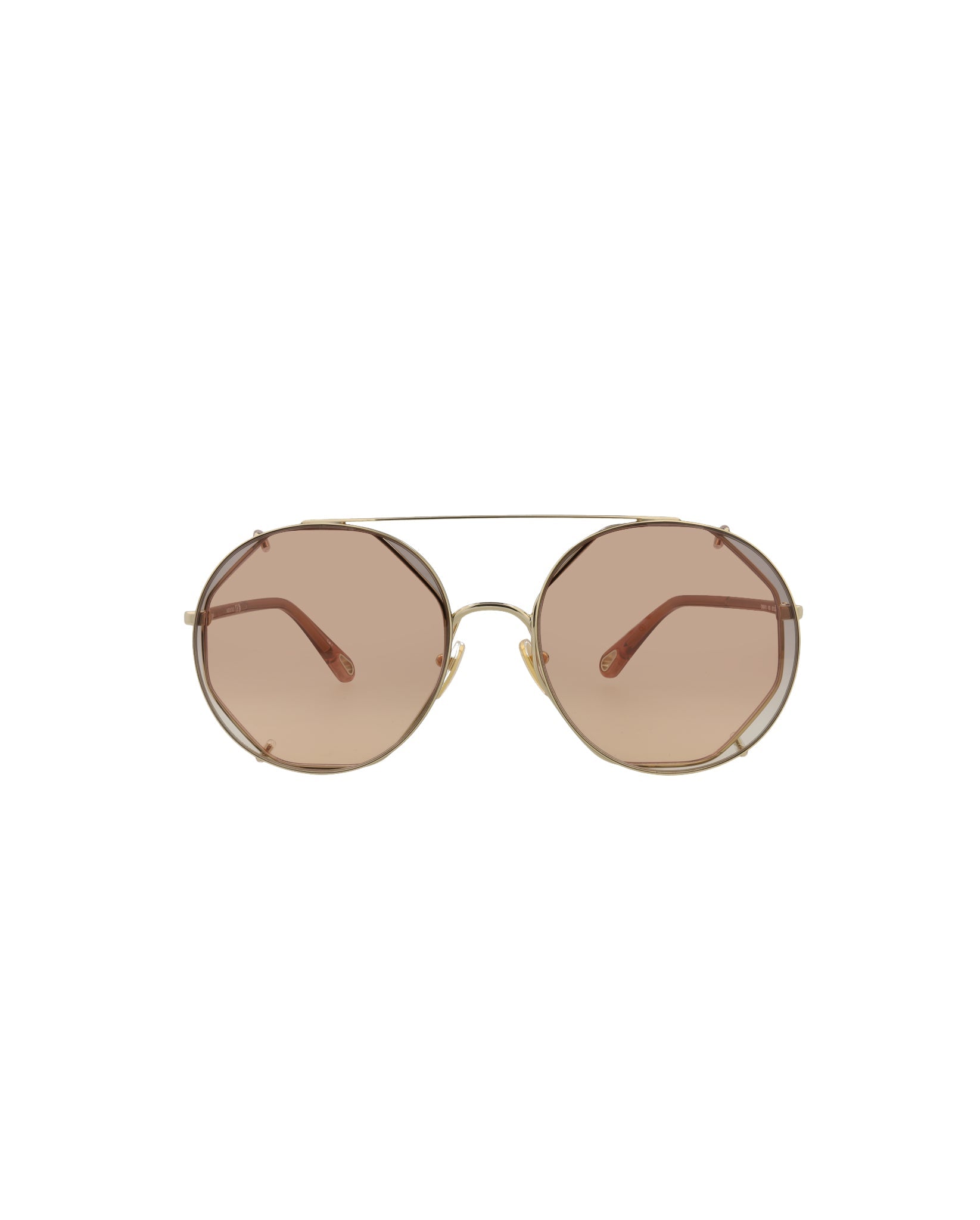 Chloé Round-Frame Metal Sunglasses Gold Sunglasses - Tophatter Daily Deals