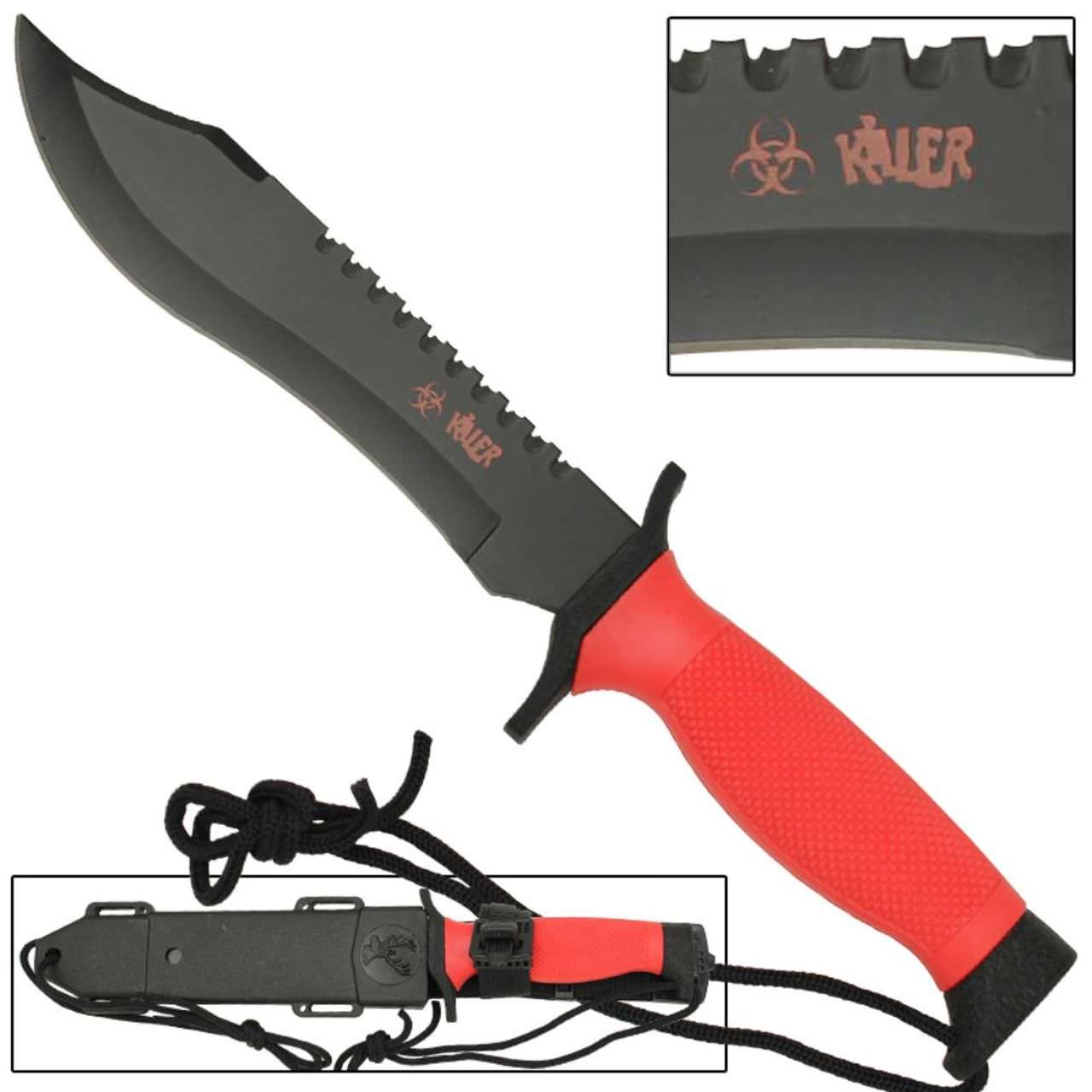 12 Inches Red Survival Bowie Knife - Tophatter's Army Products & Self Defense Collectible Weapons - Tophatter Daily Deals