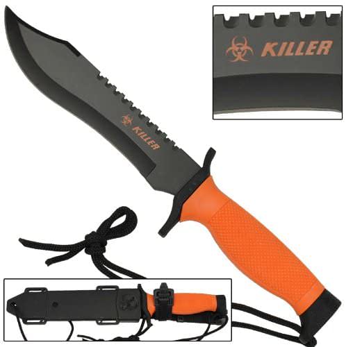 12 Inches Orange Survival Bowie Fixed Blade Knife - TOPHATTER'S ARMORY DEALS Collectible Weapons - Tophatter Daily Deals