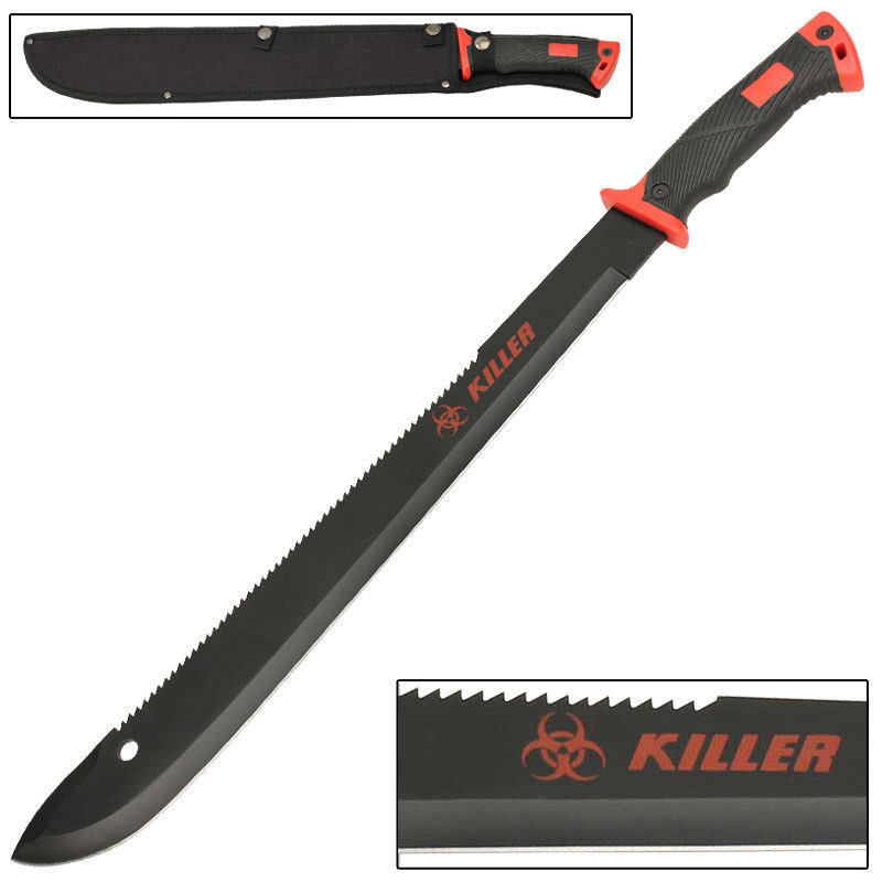 Zombie Killer Red Outdoor Hiking and Backpacking Bolo Machete Knife - Tophatter's Guns'N'Weapons Store - FREE SHIPPING Collectible Weapons - Tophatter Daily Deals