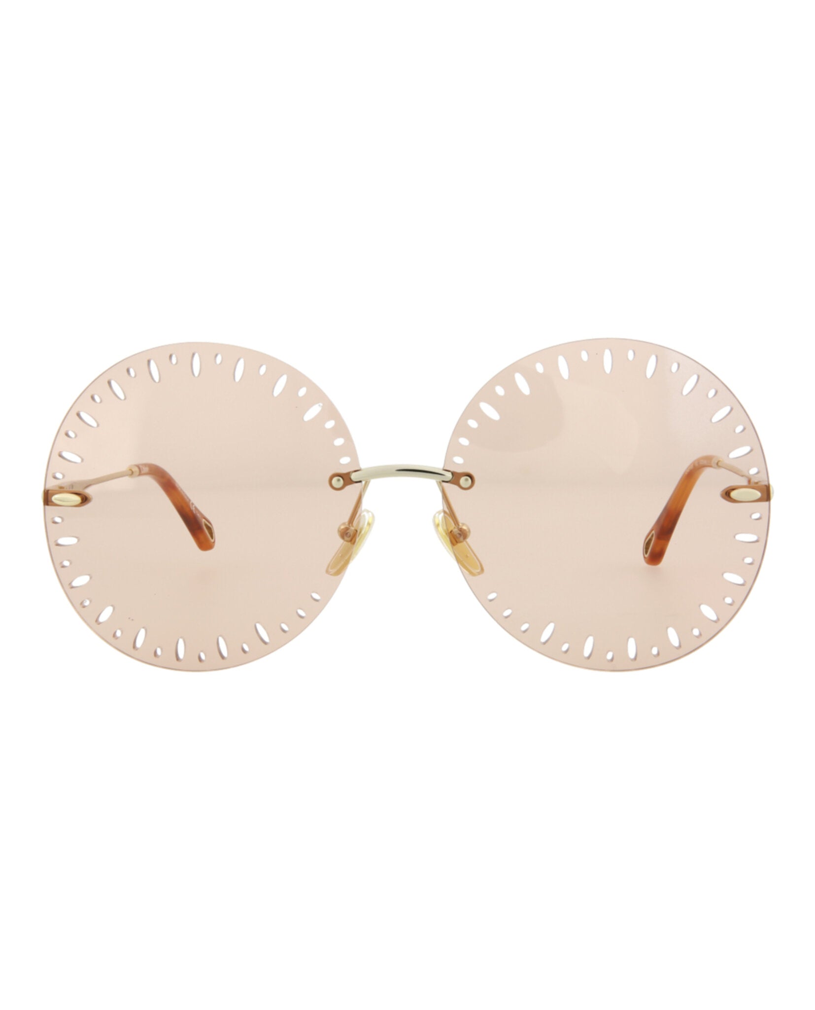 Chloé YSE Round-Frame Metal Sunglasses Brown Sunglasses - Tophatter Daily Deals