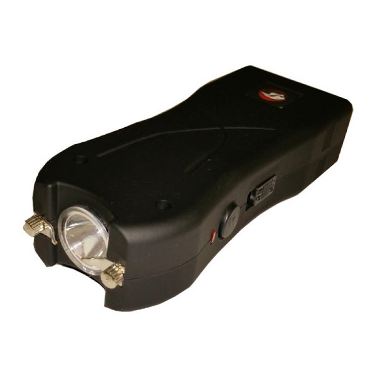 Black Max Power Rechargeable Stun Gun Built in LED Light With Safety Pin Collectible Weapons - Tophatter Daily Deals